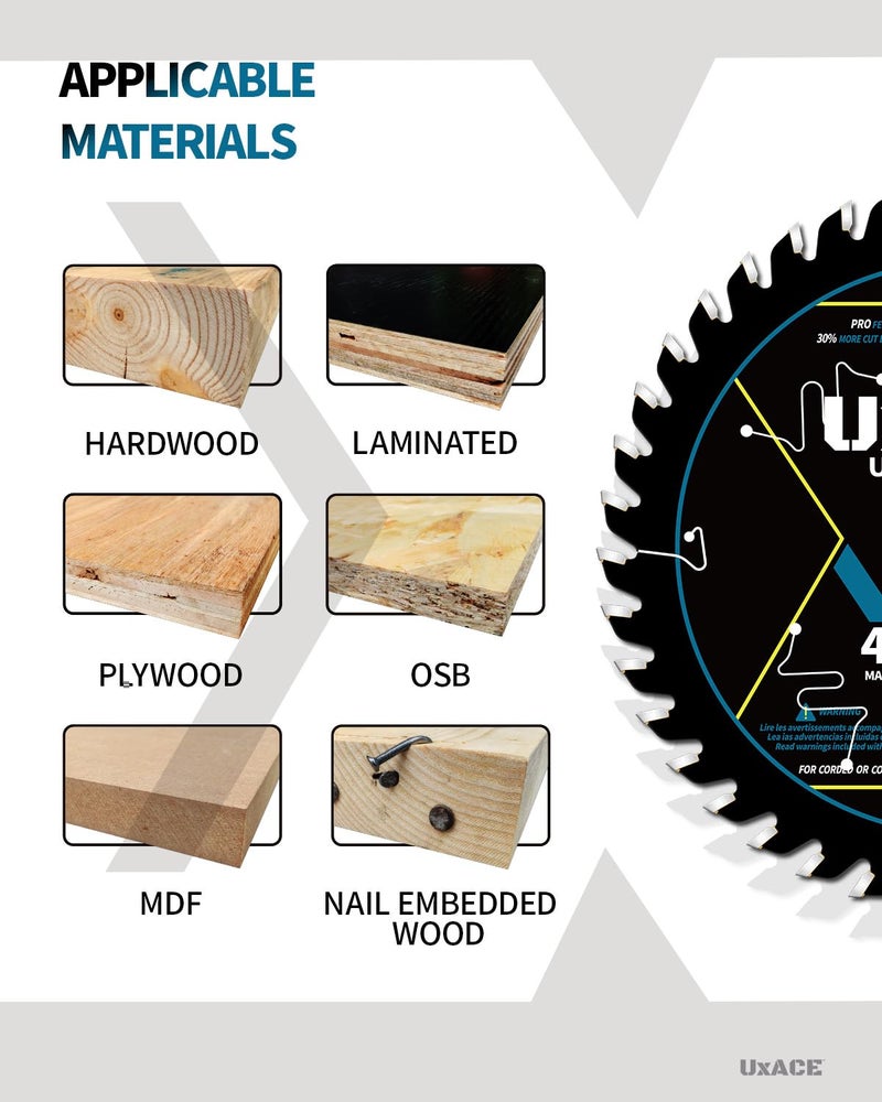UXACE 4-1/2-Inch 40-Tooth Circular Saw Blade with 3/8-Inch Arbor, Ultra Finish Wood Cutting, Carbide Tip, Thin Kerf, for Plywood, MDF, OSB, Laminated, 3 Pack - Image 5